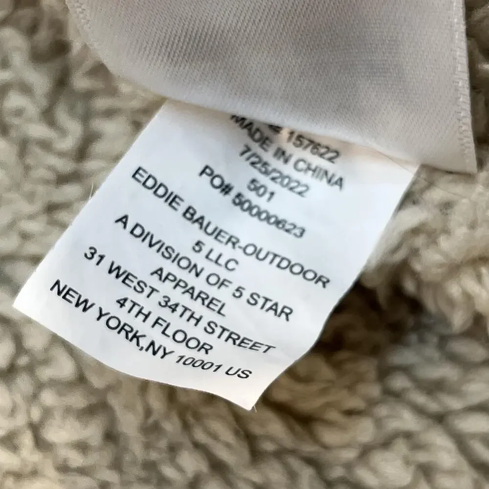 Eddie Bauer Jacket Mens Large Gray Plaid Sherpa Lined Flannel Full Zip Outdoor